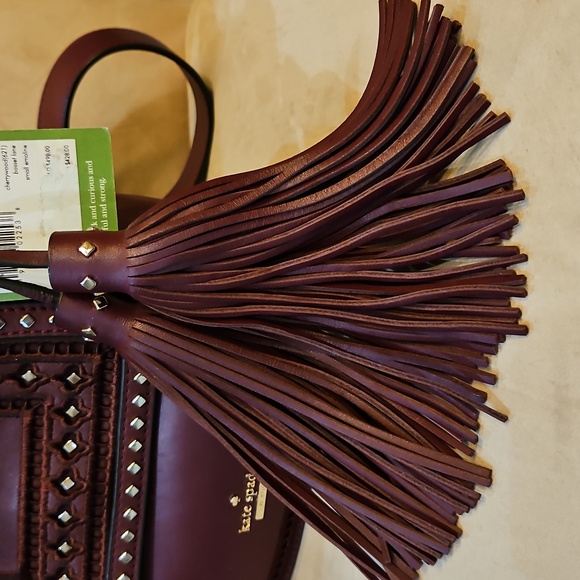 kate spade Basset Lane Emaline  Crossbody Bag Studs Ladder Lace Cherrywood NWT - Picture 11 of 15